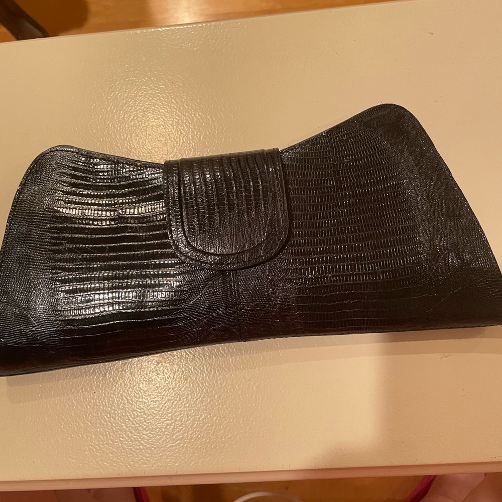 New clutch croc leather Black  by Charles Calfun